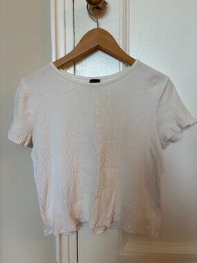 Target Girls' White Ribbed Short-Sleeved Tee